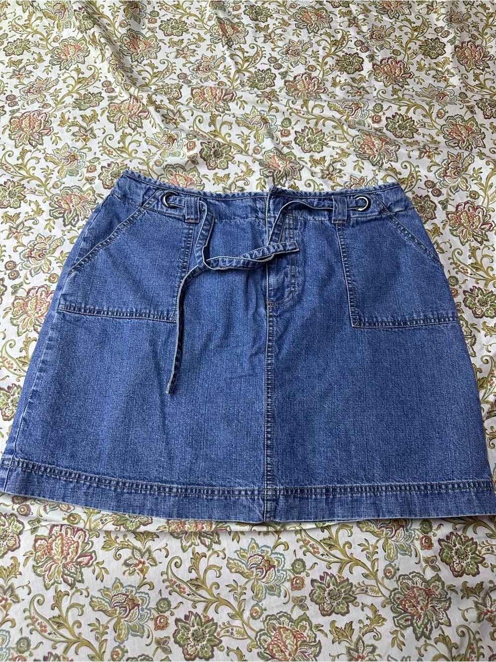 100 % cotton Sonoma Blue Denim Mini Skirt with Drawstring Waist